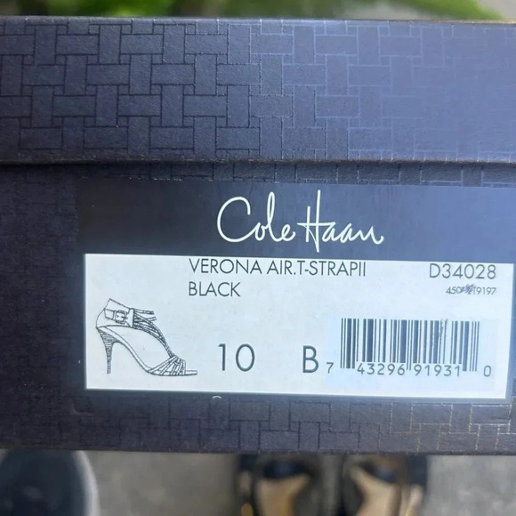 Cole Haan Black Leather Verona Strappy High Heel Sandals Size 10 - Picture 2 of 8